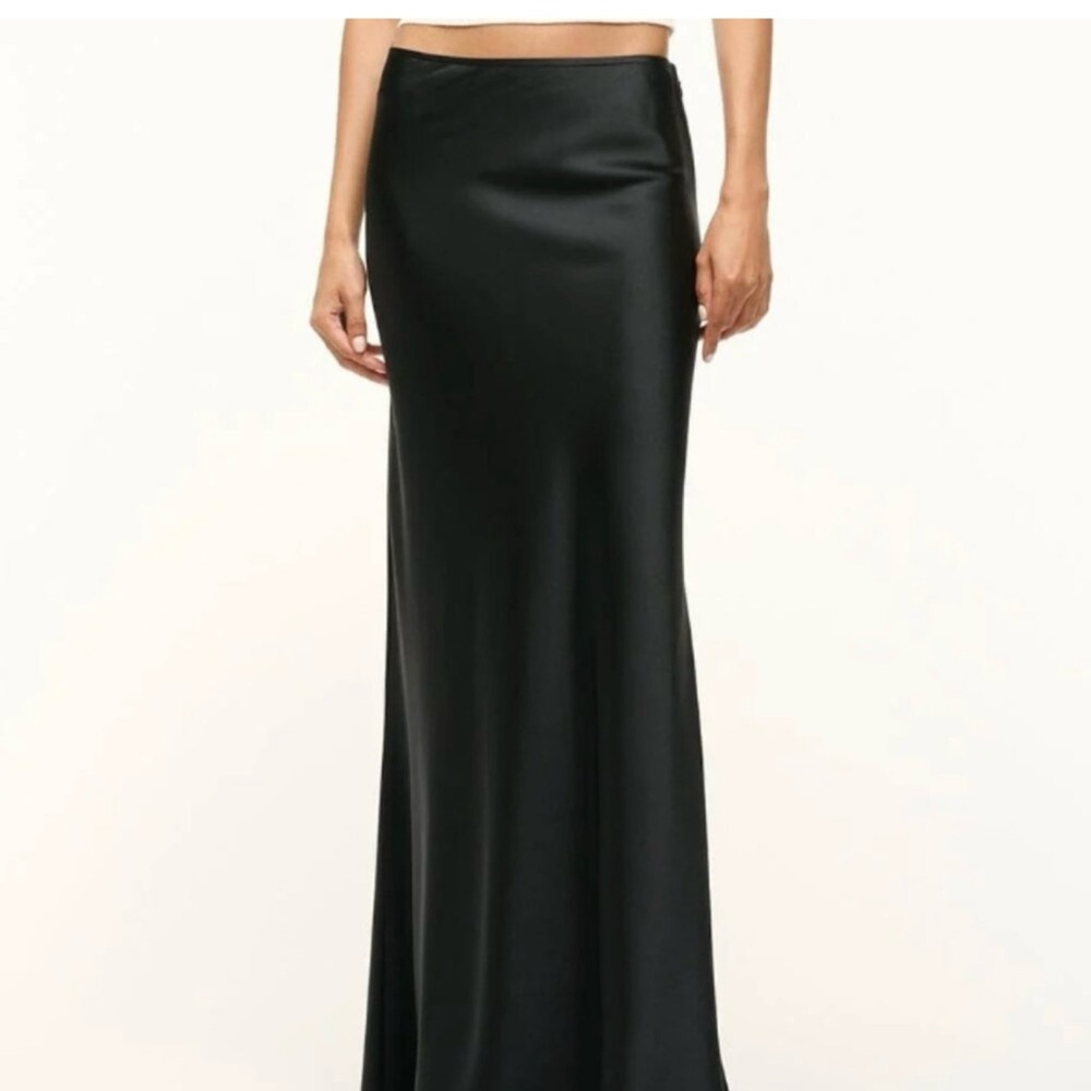 NEW! Staud Odin Silk Skirt in Black Maxi